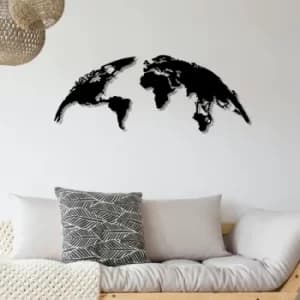 World Map Medium Black Decorative Metal Wall Accessory