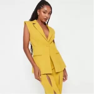 Missguided Longline Sleeveless Blazer - Yellow