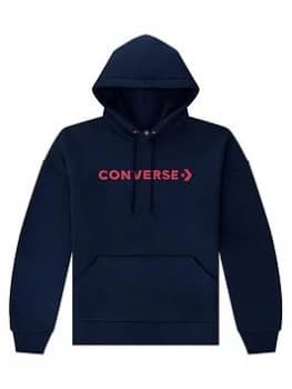 Converse Embroidered Wordmark Hoodie - Navy, Size XS, Women