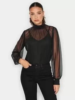 Long Tall Sally Black Mesh Cami Bodysuit, Black, Size 10, Women