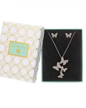 Jon Richard Rose Gold Pave Butterfly Set