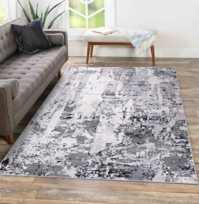 Styra Modern Grunge Abstract Area Rugs Silver 120X170 Cm