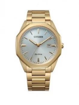 Citizen Eco Drive Gold Stainless Steel Bracelet Mop Dial Mens Watch