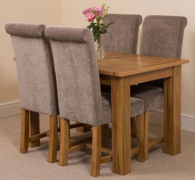 Thats Furniture Hampton 120-160cm Oak Extending Dining Table & 4 Washington Fabric Chairs in Grey Grey Unisex
