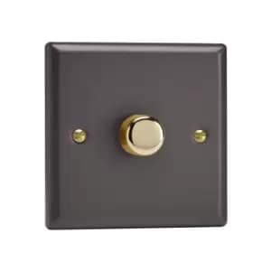 Varilight Vogue LED V-Pro 1 Gang Rotary Dimmer Switch Slate with Brass Knob
