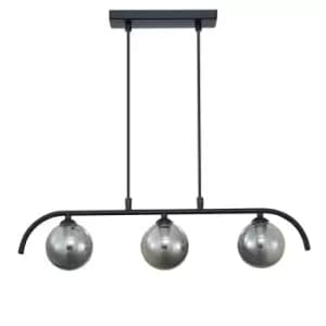 Contemporary Bar Pendant Ceiling 3 Light Black, Glass