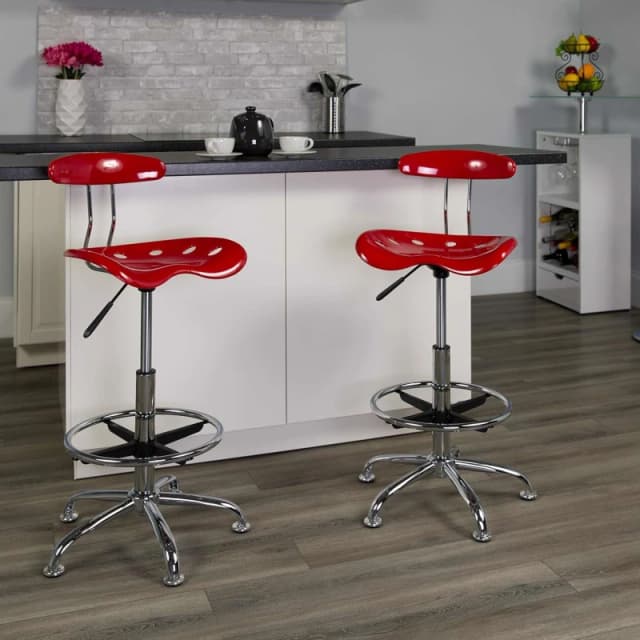 FWStyle FWStyle Modern Red Tractor Seat Drafting Stool Adjustable Bar Chair Red One Size Unisex 5056413134158