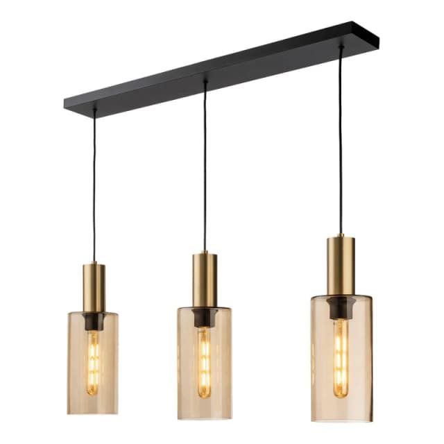 Firstlight Rimini 3-Light Pendant Light Amber in Satin Brass