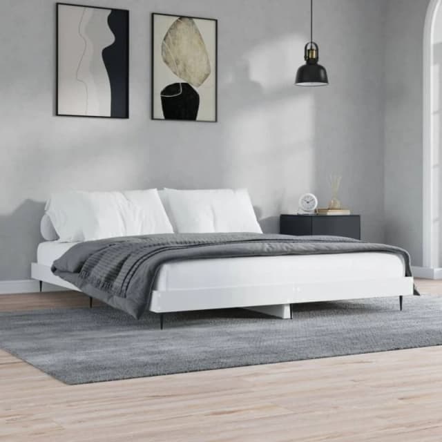 VIDAXL Bed Frame without Mattress White 150x200cm King Size Engineered Wood Vidaxl 8720845797225