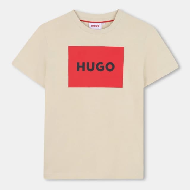 Hugo Unisex Kids Big Logo Cotton Short Sleeve T-Shirt Stone 255 unisex 6Y