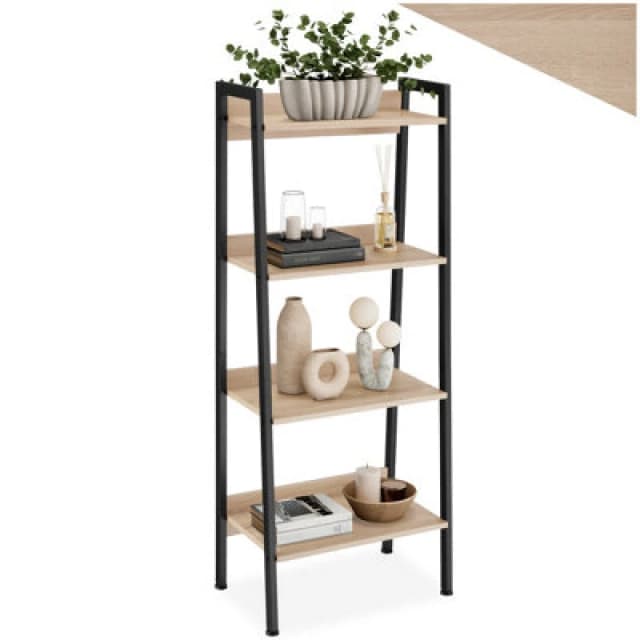 Tectake Shelving Unit - Industrial Style, Free-Standing, With Up To 5 Tiers 57,5 X 34 X 138cm - Industrial Wood Light, Oak Sonoma