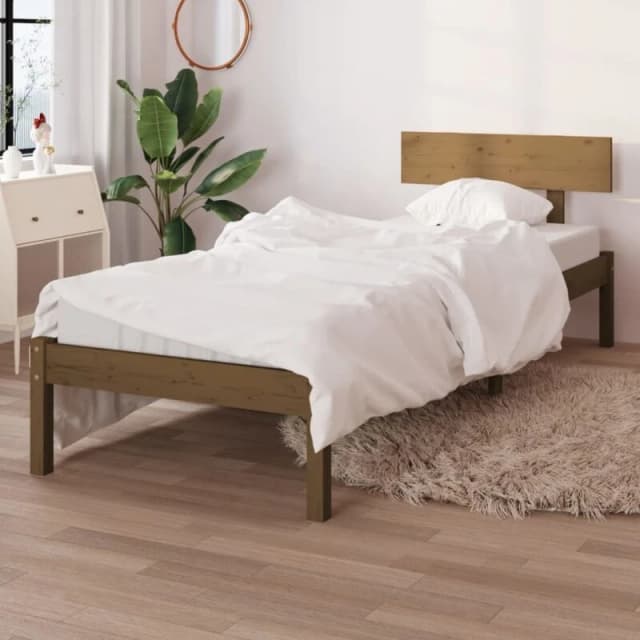 VIDAXL Bed Frame without Mattress Honey Brown Solid Wood Pine Single Vidaxl 8720286762769