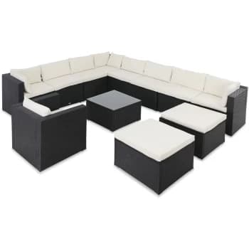 Poly Rattan XXXL Lounge Set with Cushions & 2 Stool Garden Outdoor Patio Furniture - Casaria