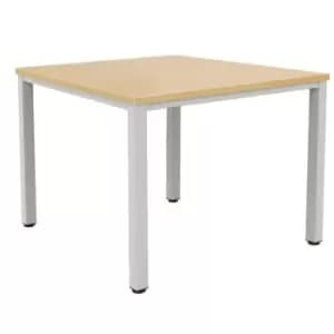 Tc Fraction Infinity 140 x 140 Meeting Table - Nova Oak with Silver Legs