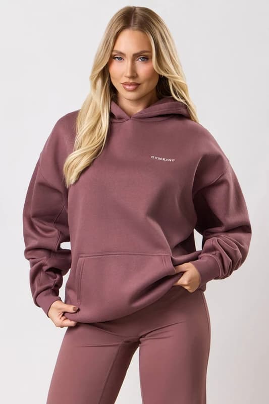 GYM KING Womens 365 Relaxed Fit Hood Brown Plum Size: 12 Brown Female 12