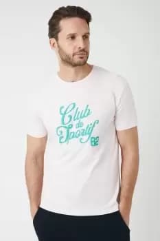 Mens Pink Short Sleeve Club De Sportif Print T-Shirt