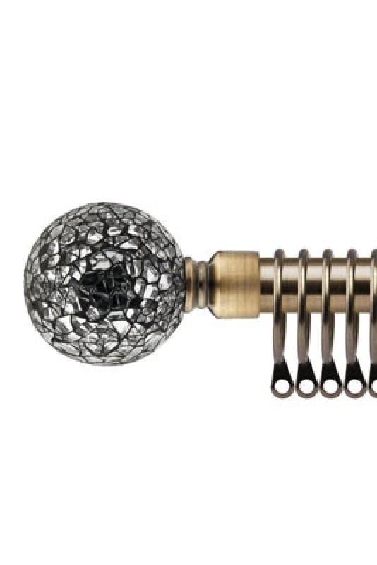 16-19mm Mirrored Extendable Metal Curtain Pole Set Brass 120-210Cm