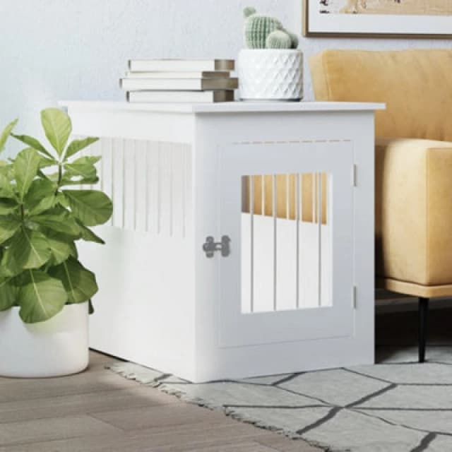 vidaXL Dog Crate Furniture White 55x75x65cm Engineered Wood, White 838316