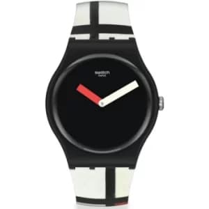 Unisex Swatch Red Blue And White Pompidou Watch