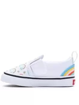 Vans Slip-on Rainbow Toddler Trainers - White, Size 7 Younger