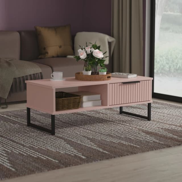 Ready Assembled 2 U Menai 1 Drawer Coffee Table (Ready Assembled) in Dusty Pink Size: Medium Dusty Pink Unisex Medium