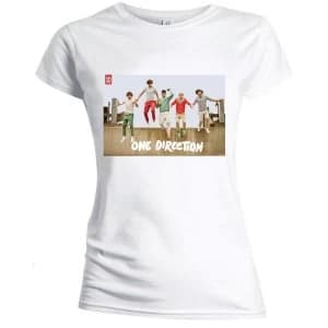 One Direction - Band Jump Womens Medium T-Shirt - White