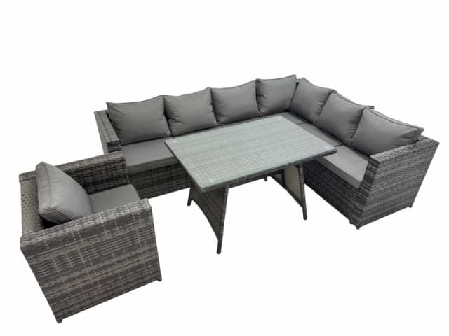 Fimous Patio Furniture Sets with Dining Table Chair Dark Grey Mixed Dark Grey Unisex