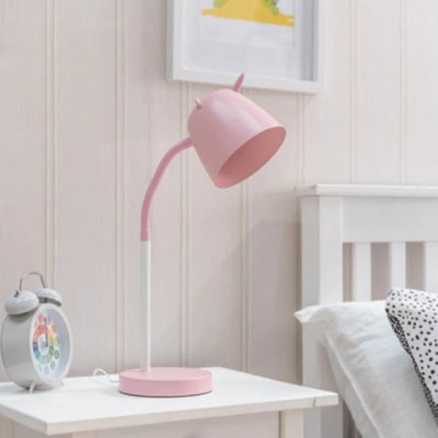 ValueLights Unicorn Table Lamp Desk Light Adjustable Flexi Neck Integrated LED Reading Light Pink