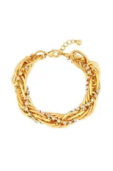 Gold Crystal Interlinked Chain Twist Bracelet