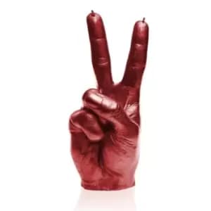Hand Peace Sign Candle – Red Metallic
