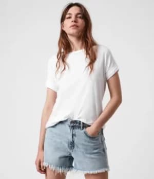 AllSaints Womens Cotton Lightweight Imogen Boy T-Shirt, White, Size: M/L