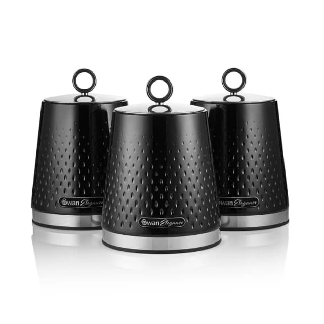 Swan Elegance Set of 3 Canisters Black unisex Medium