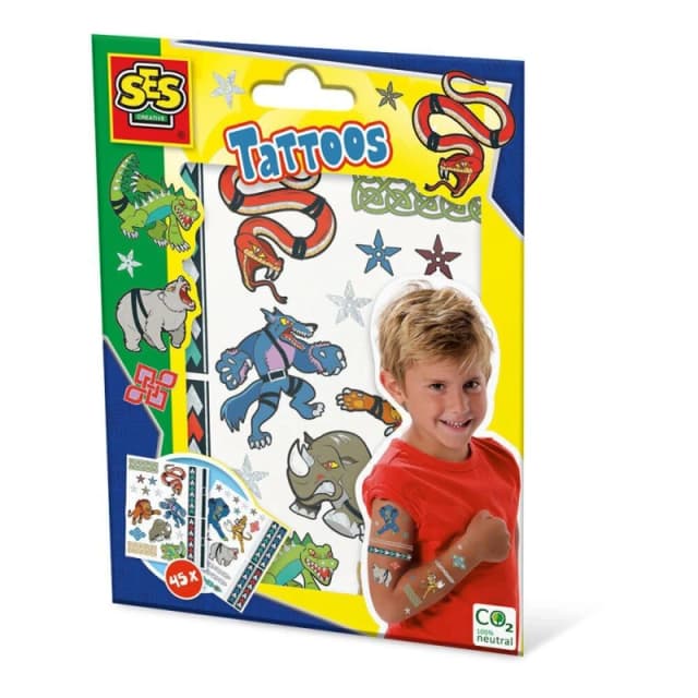 SES Creative Animal Fighters Tattoos for Children, 3 Years and Above (14287) Multi