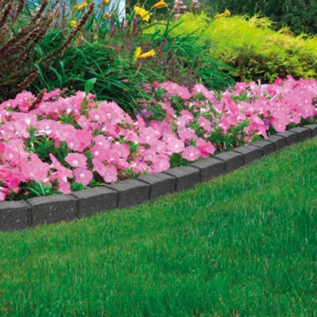 Garden Gear Garden Border Flexible Edging Stone Effect Eco Friendly Recycled Rubber (2 X 120Cm, Grey)