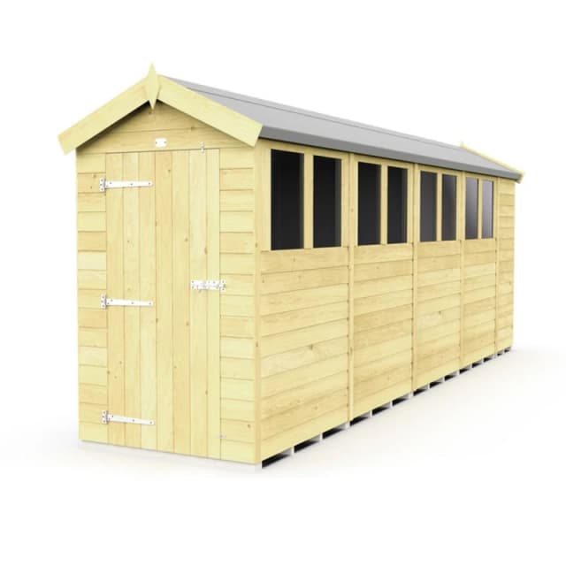 Buttercup Farm 4 x 18 Feet Apex Shed - Single Door W/ Windows - L533 x W118 x H217cm in Brown Brown Unisex