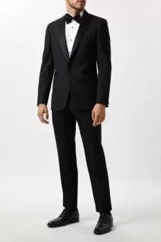 Mens Slim Fit Black Wool Blend Tuxedo Jacket