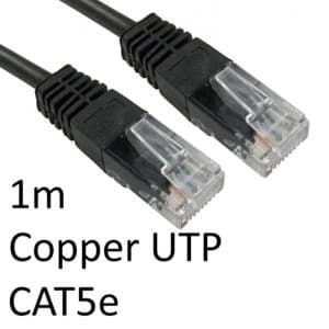 RJ45 (M) to RJ45 (M) CAT5e 1m Black OEM Moulded Boot Copper UTP Network Cable
