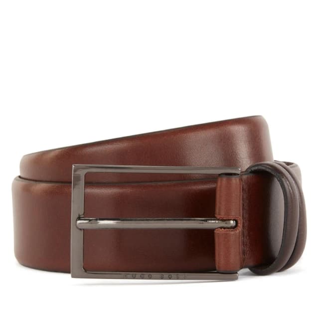 Boss Mens Carmello Leather Belt Dark Brown male 30R (80cm)