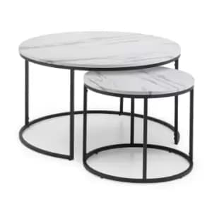 Julian Bowen Bellini Set of 2 Round Nesting Coffee Tables White Marble Effect