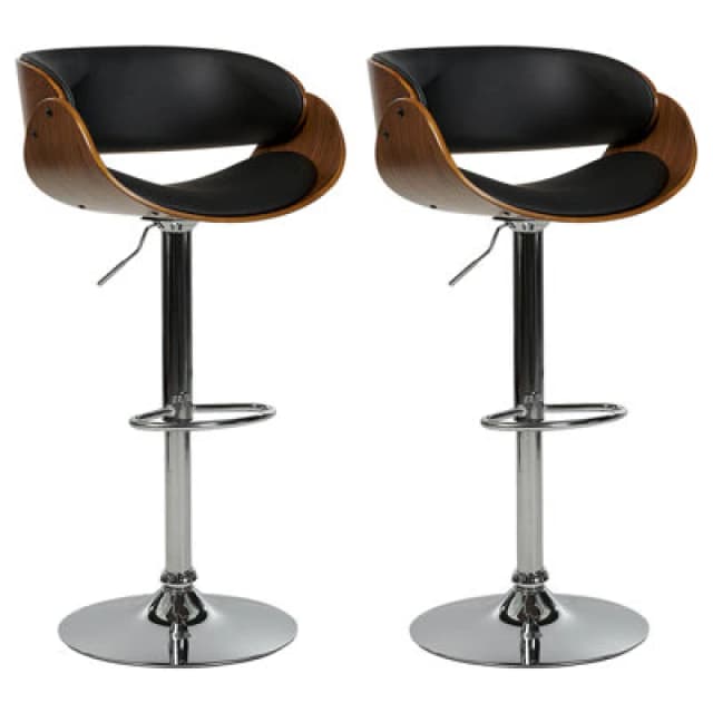 Beliani Set Of 2 Bar Chairs Baku Faux Leather Swivel Black