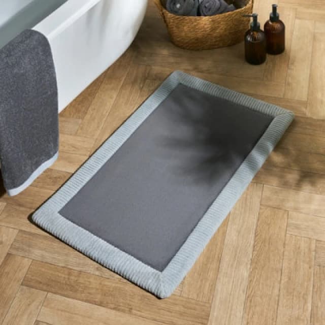 OHS OHS Border Trim Bath Mat Non Slip Shower Rug in Charcoal Charcoal One Size Unisex 5027434224852