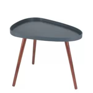 Grey MDF & Brown Pine Wood Teardrop Side Table