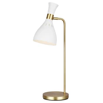 Joan 1 Light Table Lamp, Matt White, Matt White , Burnished Brass, E27