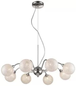Spring 8 Light Multi Arm Ceiling Pendant Chrome Glass Eight, G9