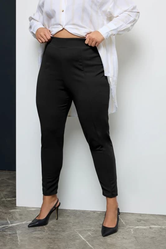 Yours Womens Stretch Tapered Trousers in Black Size: 20 Black Female 20