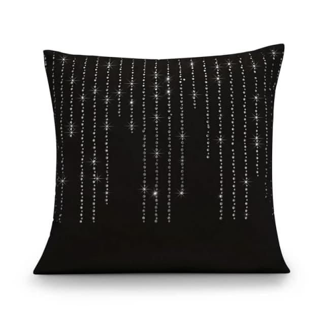 Alan Symonds Velvet Feel Cushion Cover with Cascading Diamante Black unisex 45x45cm
