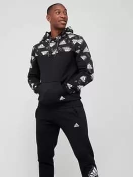 adidas Fleece Graphic Hoodie - Black Size M Men