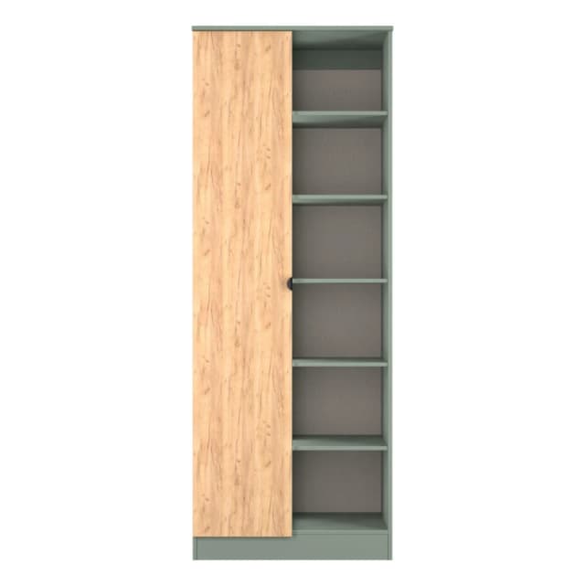 Welcome Furniture Ready Assembled Bora 1 Door Open Shelf Double Wardrobe, Green BOP055GCRG