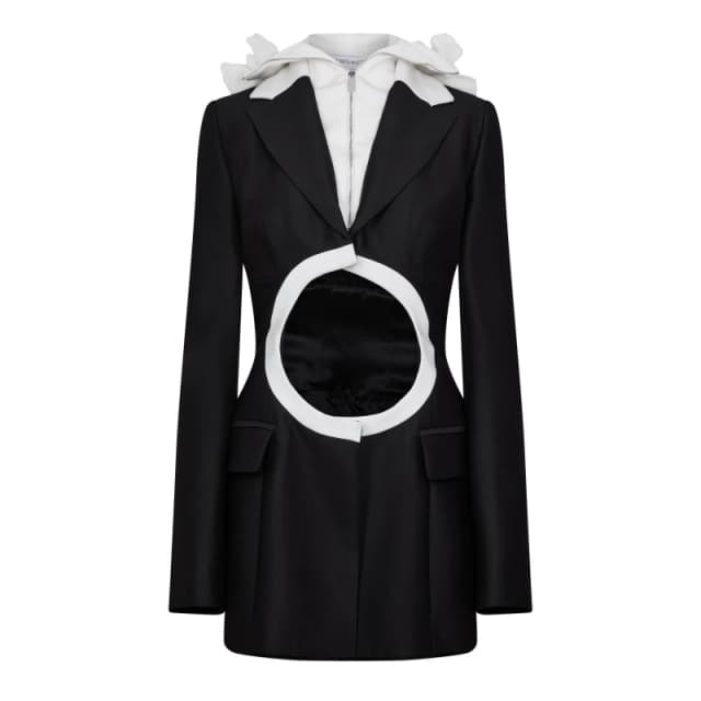 Off White Womens Suit Panelled Fitted Suit Jacket Black/White female 10 (S)