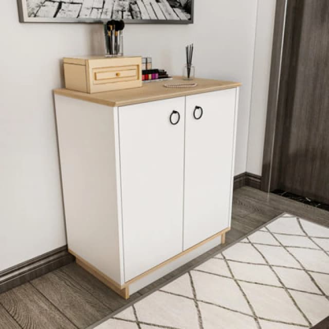 Decorotika Nuanse Door Cabinet Accent Chest White And Sapphire-Oak